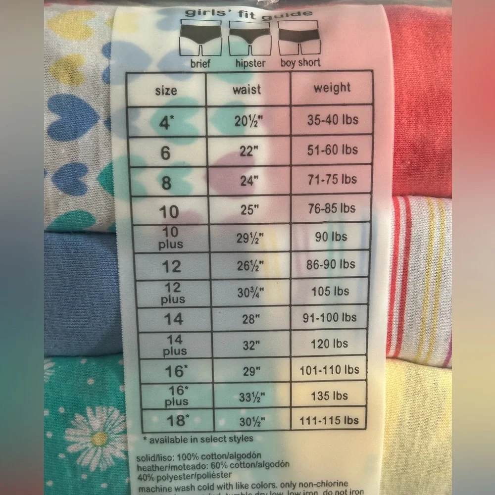 Wonder Nation Girls Hipster Underware Size 16.( bundle) 2Pk / 28 Pcs Total - Picture 3 of 4